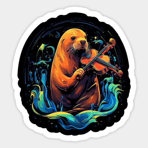 Sea Lion Playing Violin Sticker by JH Mart